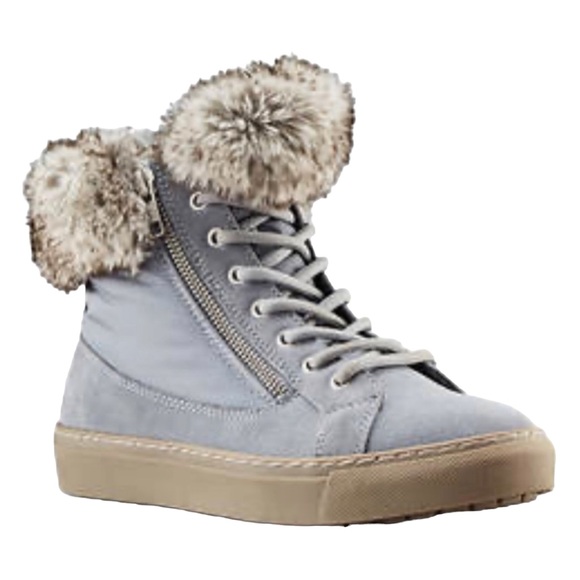 Cougar Dubliner Blue Suede and Nylon Fur Collar Zipper Boots